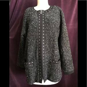 Cathy Daniels black/white sweater jacket 1X